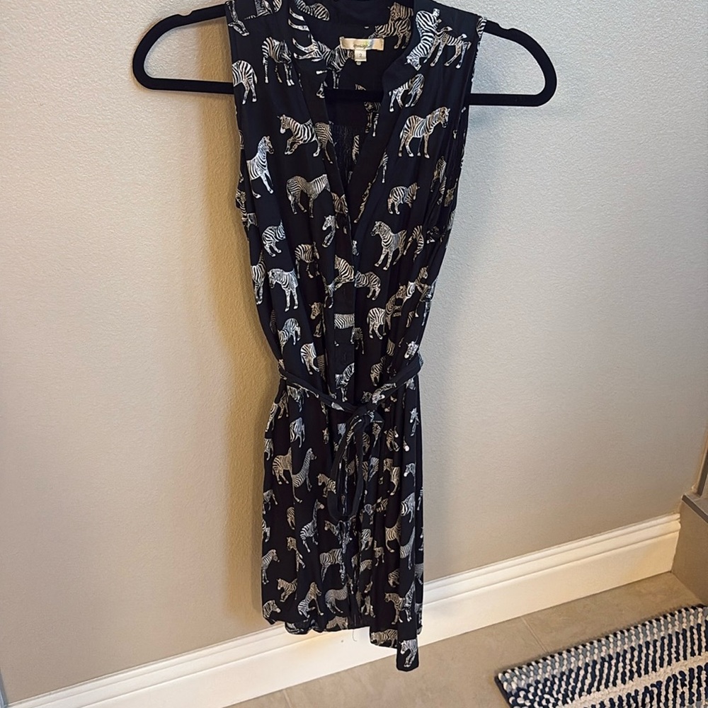 ANTHROPOLOGIE Porridge Zebra Print Shirt Dress Mini Sleeveless Size 2
